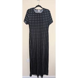 LuLaRoe Medium Maria Dress – Loose Fitting Cap Sleeve Geometric Print Maxi Dress